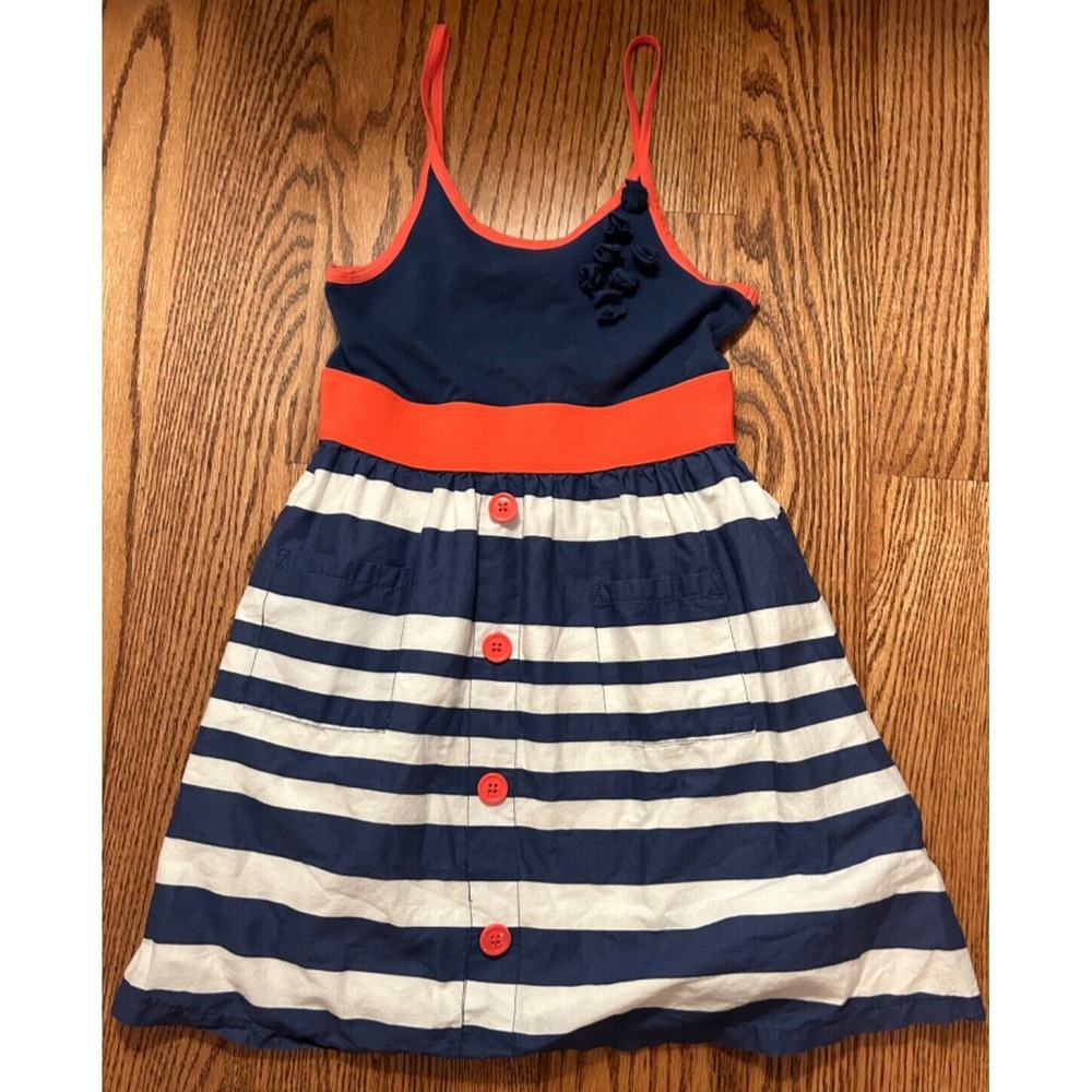 Children's Place Girl's Summer Dress size 10 Blue White Coral